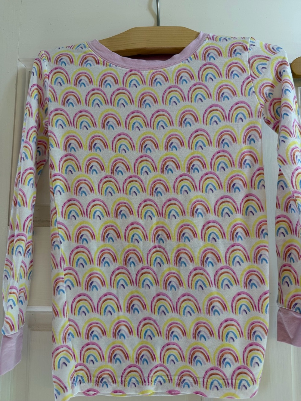Little Sleepies Girls Rainbow Print Pajama Set - Pink, Yellow, Blue - Picture 3 of 7